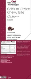 Label for Calcium Citrate Chewy Bite 250 mg Calcium with Vitamin D3 Chocolate