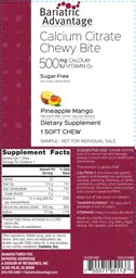 Label for Calcium Citrate Chewy Bite 500 mg Calcium 500 IU Vitamin D3 Pineapple Mango
