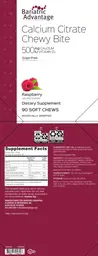 Label for Calcium Citrate Chewy Bite 500 mg Calcium 500 IU Vitamin D3 Raspberry