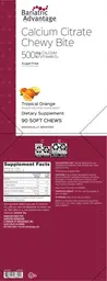 Label for Calcium Citrate Chewy Bite 500 mg Calcium 500 IU Vitamin D3 Tropical Orange