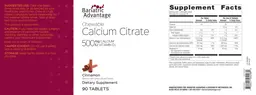Label for Chewable Calcium Citrate 500 mg Calcium 500 IU Vitamin D3 Cinnamon