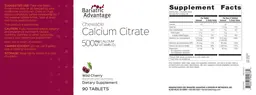 Label for Chewable Calcium Citrate 500 mg Calcium 500 IU Vitamin D3 Wild Cherry