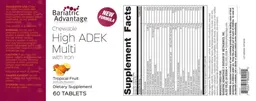Label for Chewable High ADEK with Iron Tropical Fruit