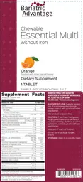 Label for Chewable Essential Multi without Iron Orange