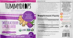 Label for Tummydrops Sweet Blackberry Ginger Flavor