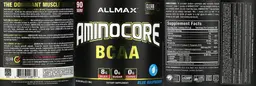 Label for AMINOCORE BCAA Blue Raspberry