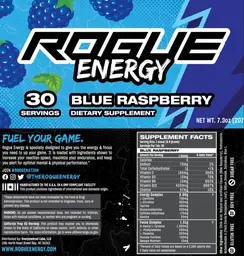 Label for Rogue Energy Blue Raspberry