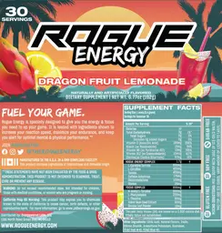 Label for Rogue Energy Dragon Fruit Lemonade