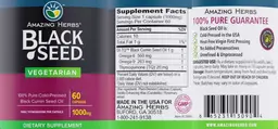 Label for Black Seed 1000 mg