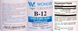 Label for B-12 with Folic Acid Sublingual Natural Cherry Flavor