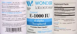 Label for Natural E-1000 IU