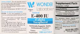 Label for Natural E-400 IU