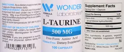 Label for L-Taurine 500 mg