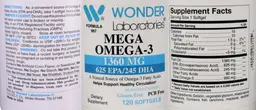 Label for Mega Omega-3 1360 mg