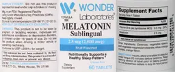 Label for Melatonin Sublingual 2.5 mg (2,500 mcg) Fruit Flavored