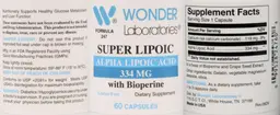 Label for Super Lipoic with Bioperine 334 mg