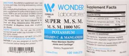 Label for Super M.S.M. 1000 mg