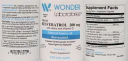 Label for Trans Resveratrol 200 mg