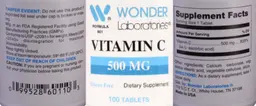 Label for Vitamin C 500 mg
