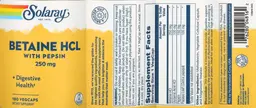 Label for Betaine HCL 250 mg
