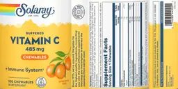 Label for Buffered Vitamin C Chewable 485 mg Natural Orange Flavor