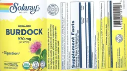 Label for Organic Burdock 970 mg