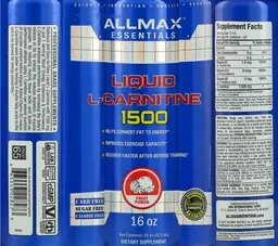 Label for Liquid L-Carnitine 1500 Fruit Punch