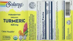 Label for Fermented Organic Turmeric 425 mg