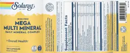 Label for Mega Multi Mineral Iron-Free