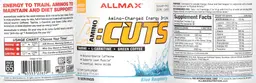 Label for Amino:Cuts Amino-Charged Energy Drink Blue Raspberry