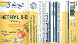 Label for Methyl B-12 Lozenges 2500 mcg Natural Mango Peach Flavor