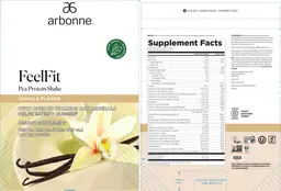Label for FeelFit Pea Protein Shake Vanilla Flavor