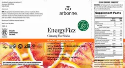 Label for EnergyFizz Blood Orange Flavor