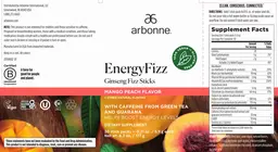 Label for EnergyFizz Mango Peach Flavor