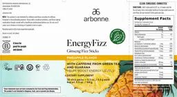 Label for EnergyFizz Pineapple Flavor