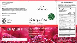 Label for EnergyFizz Pomegranate Flavor