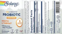 Label for Mycrobiome Probiotic Lozenges Mouth & Throat Natural Berry Flavor