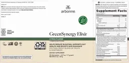 Label for GreenSynergy Elixir Citrus Flavor