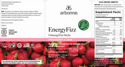 Label for EnergyFizz Strawberry Flavor