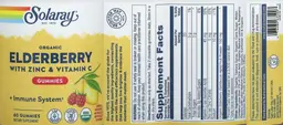 Label for Organic Elderberry Gummies Lemon & Raspberry