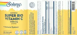 Label for Buffered Super Bio Vitamin C 1000 mg