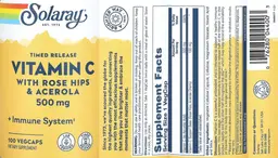 Label for Vitamin C with Rose Hips & Acerola 500 mg Timed Release