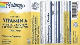 Label for Vitamin A Dry Form 7500 mcg