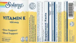 Label for Vitamin K 100 mcg