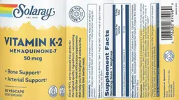 Label for Vitamin K-2 Menaquinone-7 50 mcg