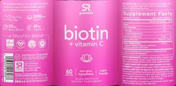 Label for Biotin + Vitamin C Natural Berry Flavor