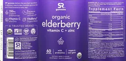 Label for Organic Elderberry Vitamin C + Zinc Gummies