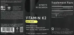 Label for Vitamin K2 100 mcg