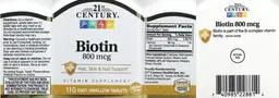 Label for Biotin 800 mcg