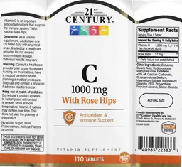 Label for C 1000 mg with Rose Hips